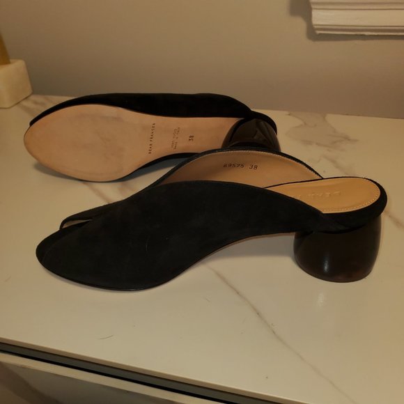 Dear Frances Ayr Mule Sandals Black Curved Tortoise Plexiglass Italian heels - Picture 4 of 9